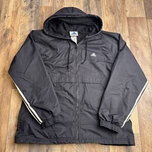 Vintage Adidas Jacket Men's Large Black Hooded Breathable Training Fitness‎ 6291